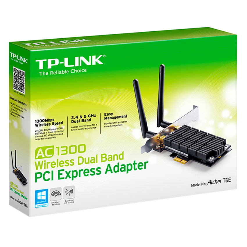 Bộ Chuyển Đổi Wifi TP-Link Archer T6E Băng Tần Kép PCI Express AC1300 - Hàng Chính Hãng